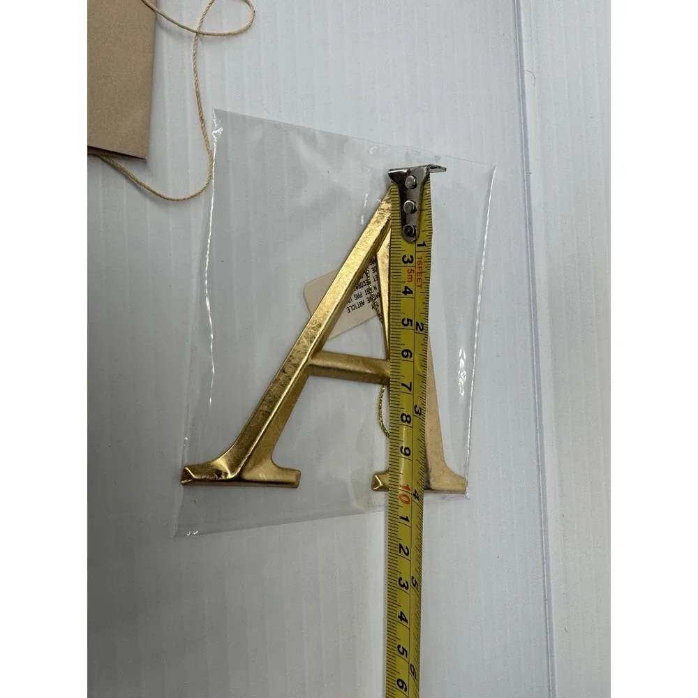 Restoration Hardware Gold Letter A Monogram Ornaments Set of 2 Vintage 2005 NEW